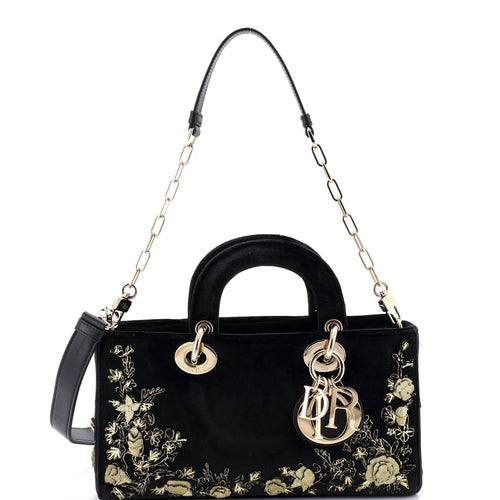 Lady D-Joy Bag Embroidered Velvet Medium