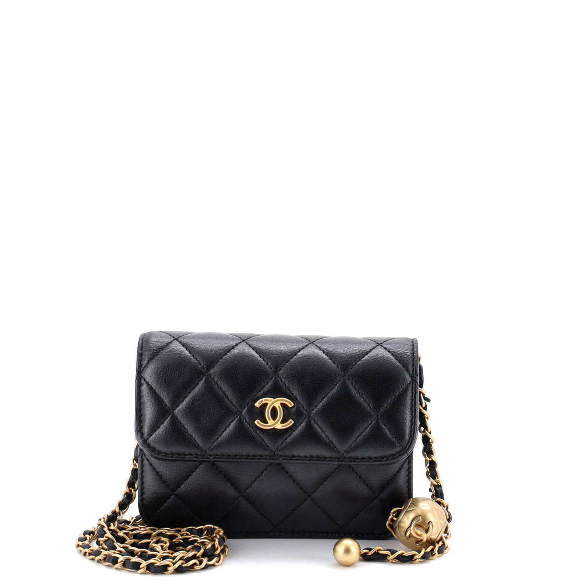 Chanel CHANEL Pearl Crush Flap Clutch with Chain Quilted Lambskin Mini
