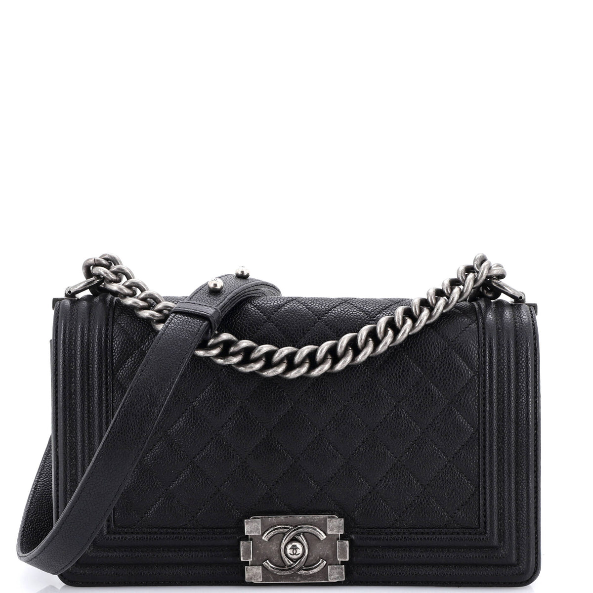 Chanel CHANEL Boy Flap Bag Quilted Caviar Old Medium