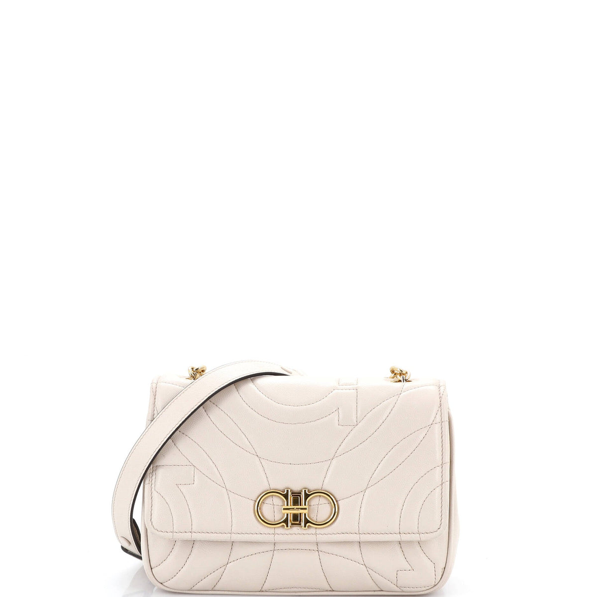 Salvatore Ferragamo Gancini Turnlock Flap Bag Gancini Quilted Leather Small