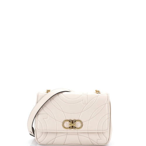 Gancini Turnlock Flap Bag Gancini Quilted Leather Small
