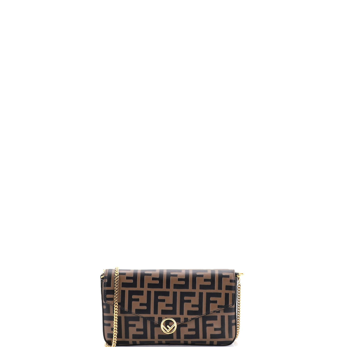 Fendi FENDI F is Envelope Clutch on Chain Zucca Embossed Leather