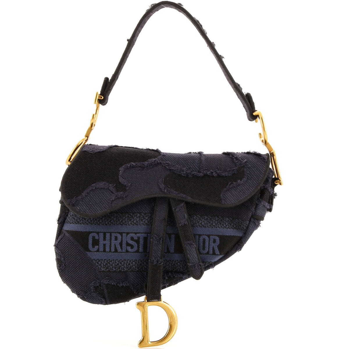 Christian Dior Saddle Handbag Camouflage Embroidered Canvas Medium