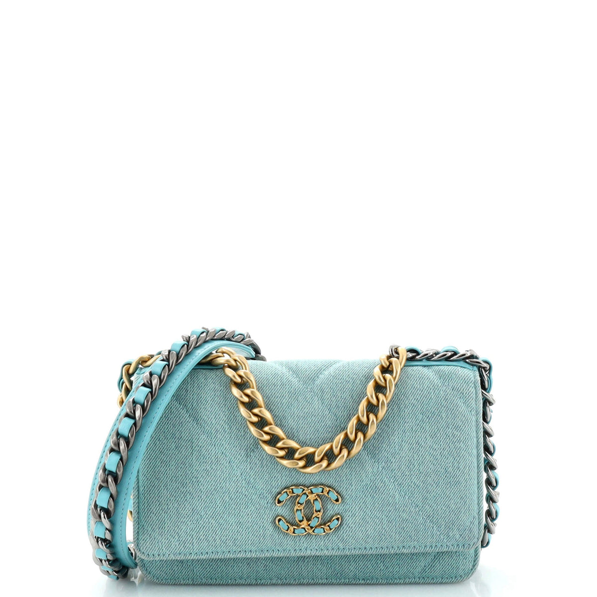 Chanel CHANEL 19 Wallet on Chain Quilted Denim