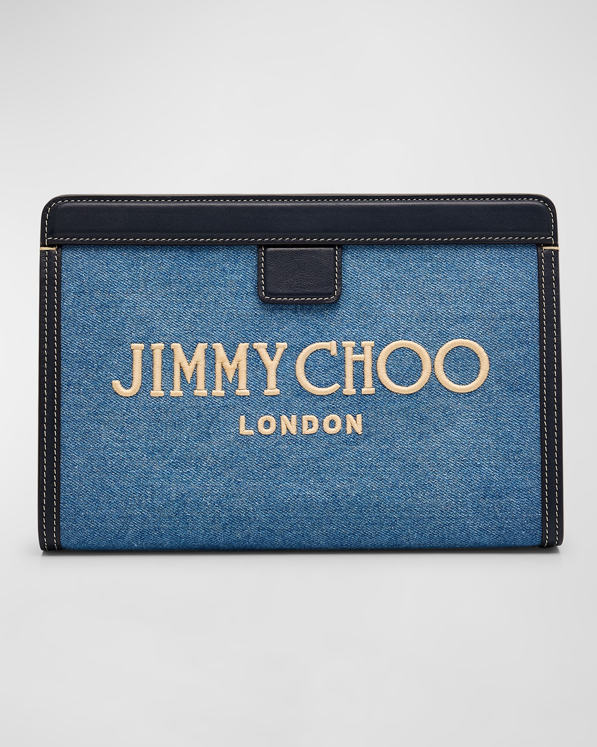 Jimmy Choo Avenue Denim Pouch Clutch Bag