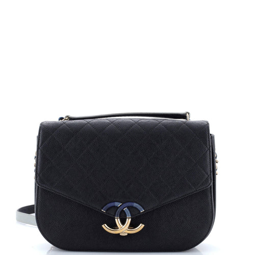 CHANEL Thread Around Flap Bag Quilted Caviar Medium