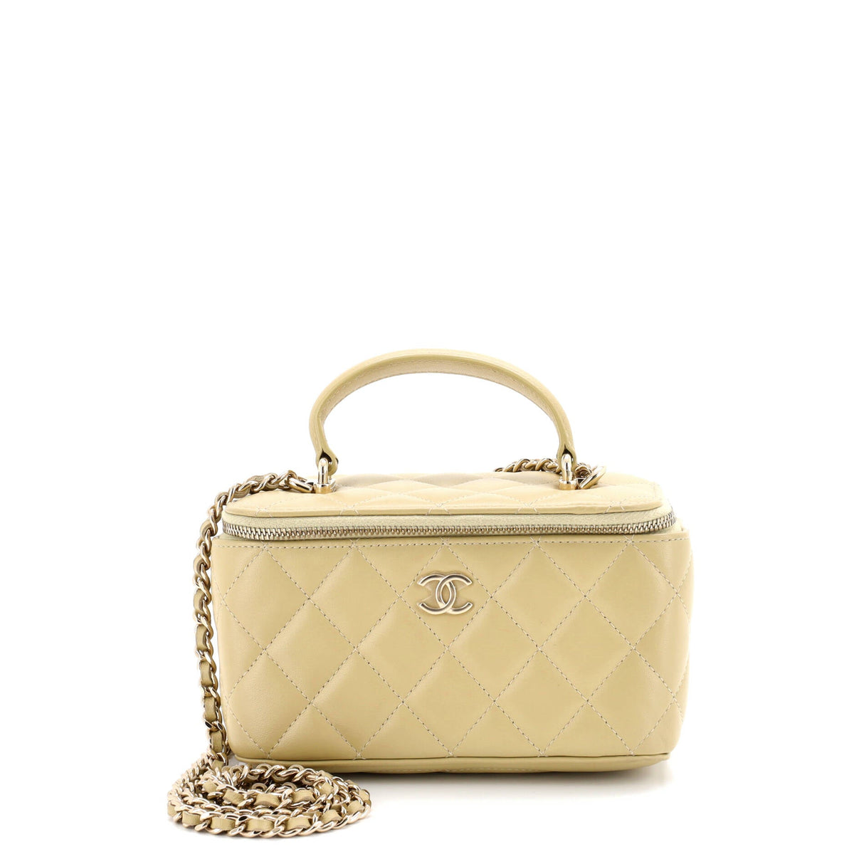 Chanel CHANEL Classic Top Handle Vanity Case with Chain Quilted Lambskin Small