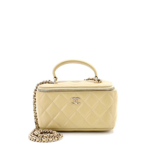 CHANEL Classic Top Handle Vanity Case with Chain Quilted Lambskin Small