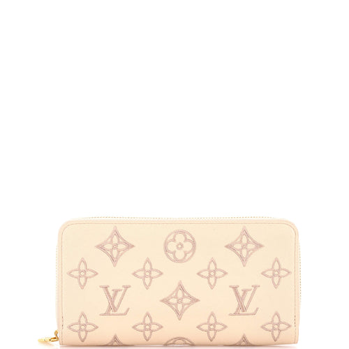 Zippy Wallet Monogram Broderie Anglaise Embroidered Leather