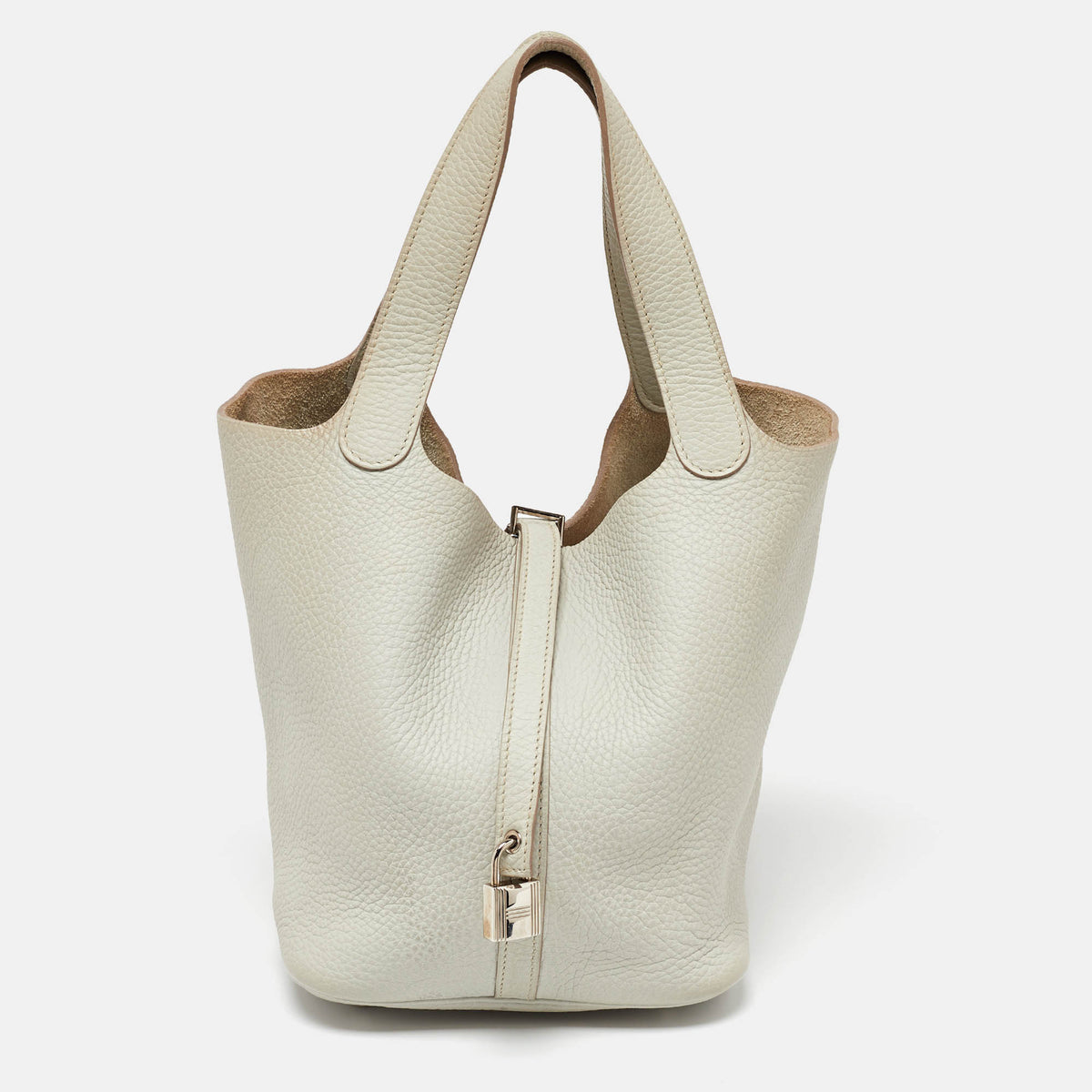 Hermès Pearl Grey Taurillon Clemence Leather Picotin Lock 22 Bag