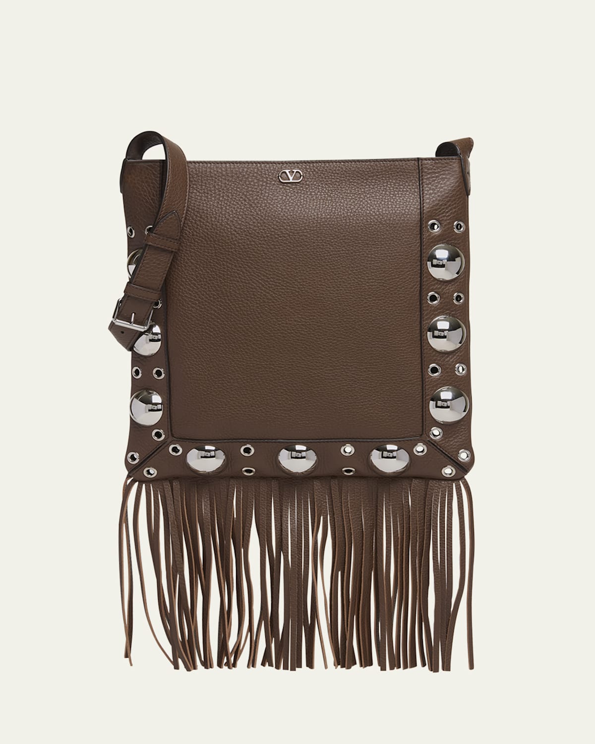 Valentino Nellcote Fringe Studded Leather Crossbody Bag
