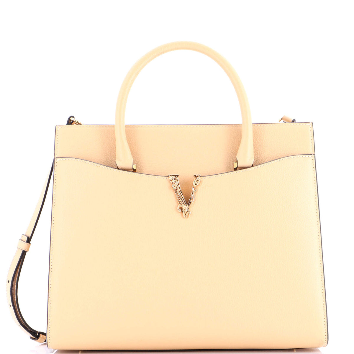 Versace VERSACE Virtus Front Pocket Tote Leather Large