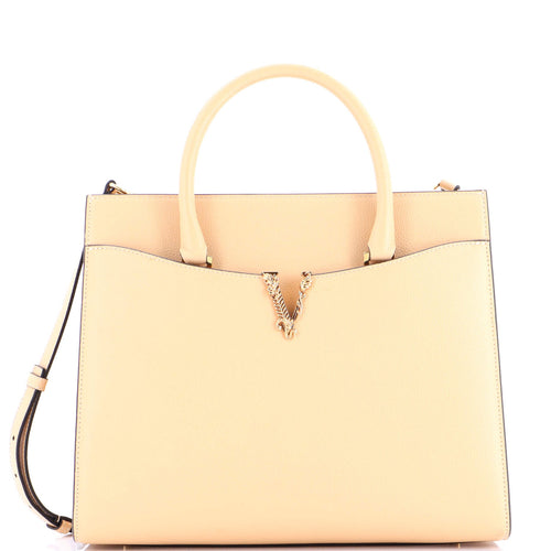 VERSACE Virtus Front Pocket Tote Leather Large