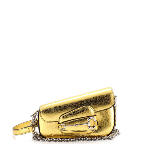 GUCCI Horsebit 1955 Asymmetric Shoulder Bag Leather Mini