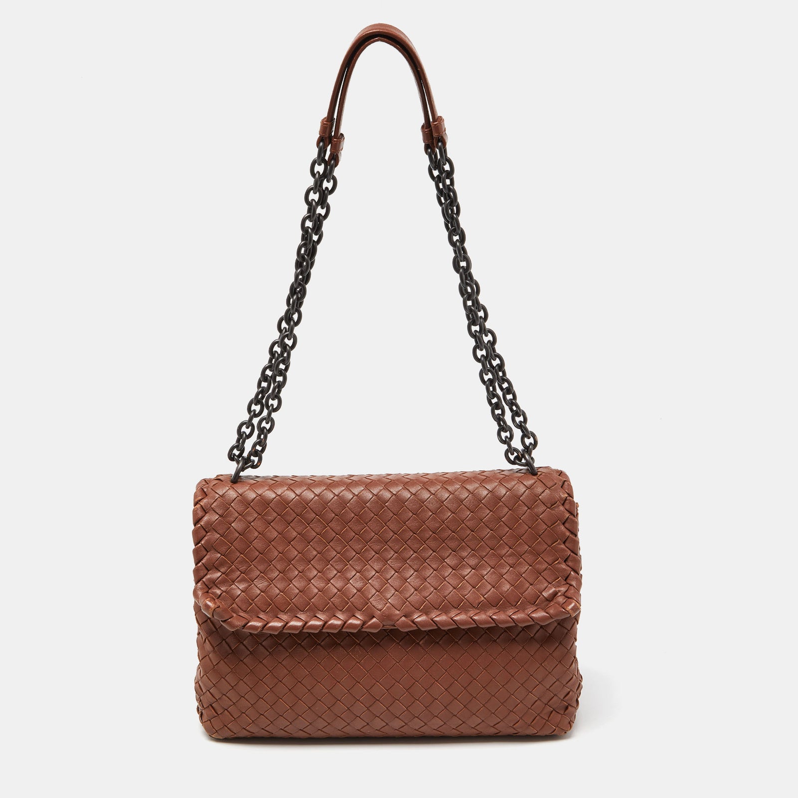 Bottega Veneta Brown Intrecciato Leather Olimpia Shoulder Bag