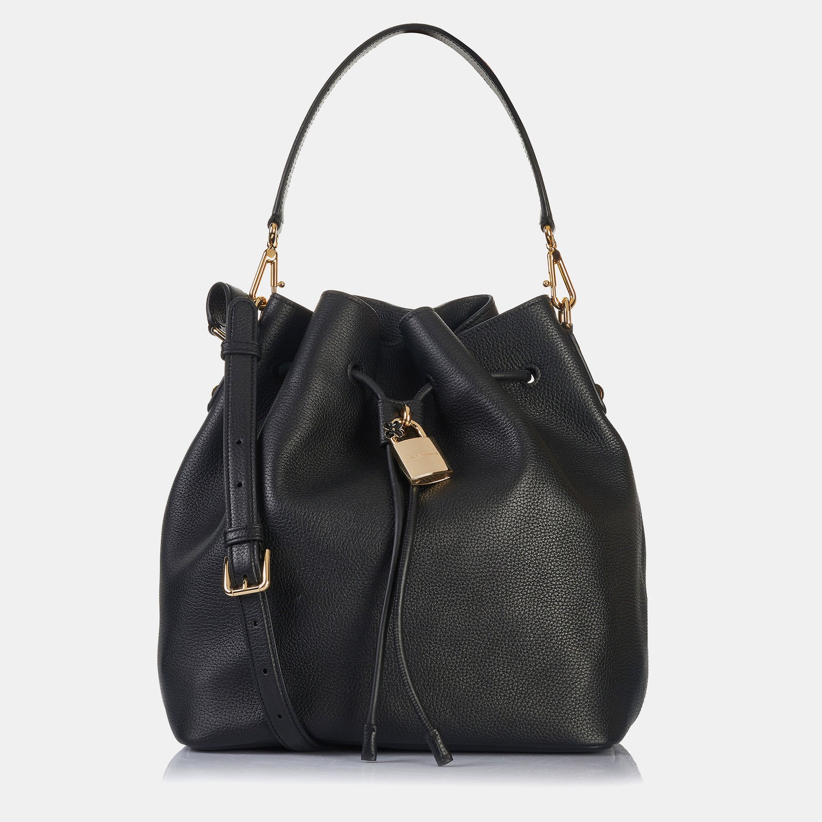 Dolce & Gabbana Sac seau moyen en cuir noir avec cordon de serrage