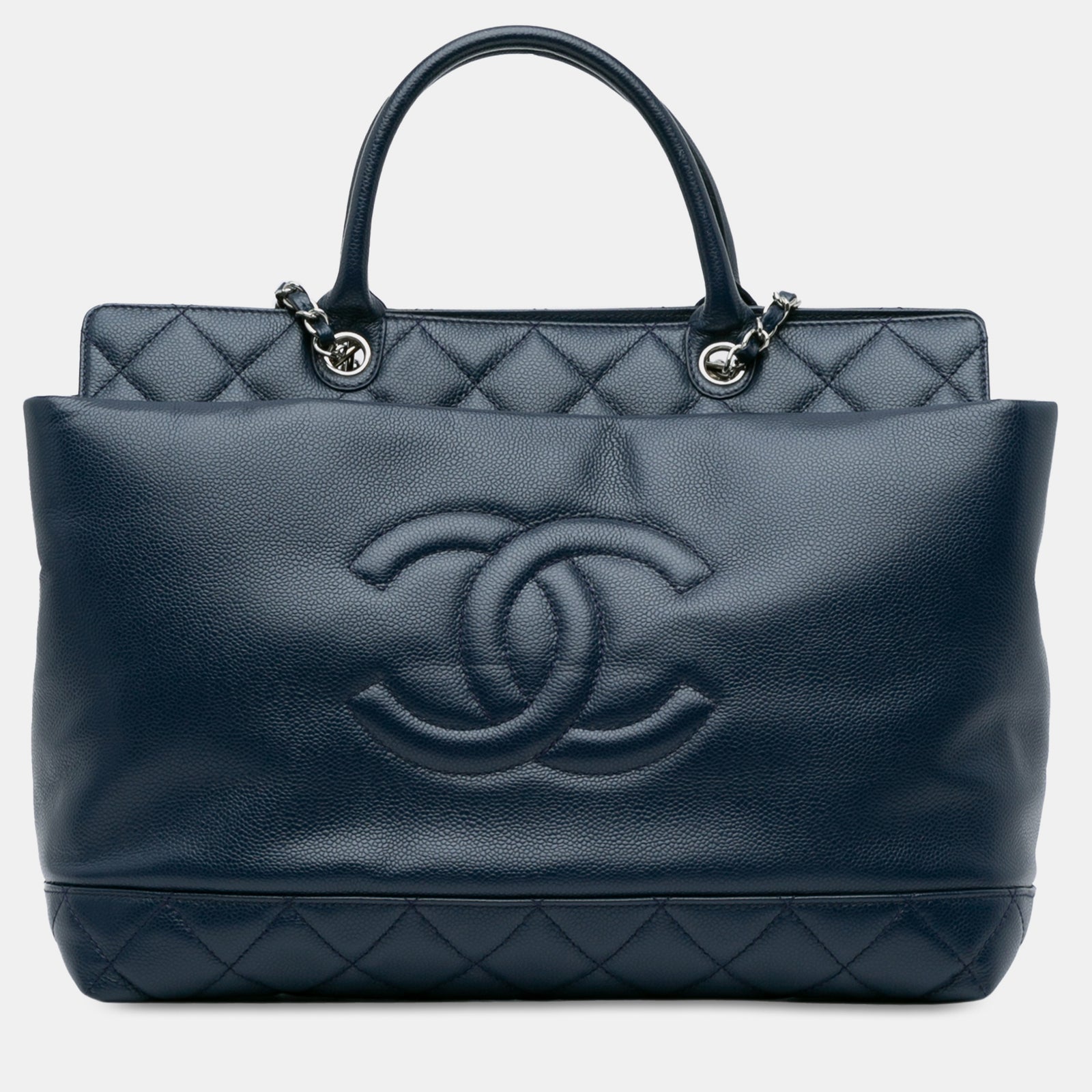 Chanel Grand sac fourre-tout à poignée supérieure en cuir caviar souple