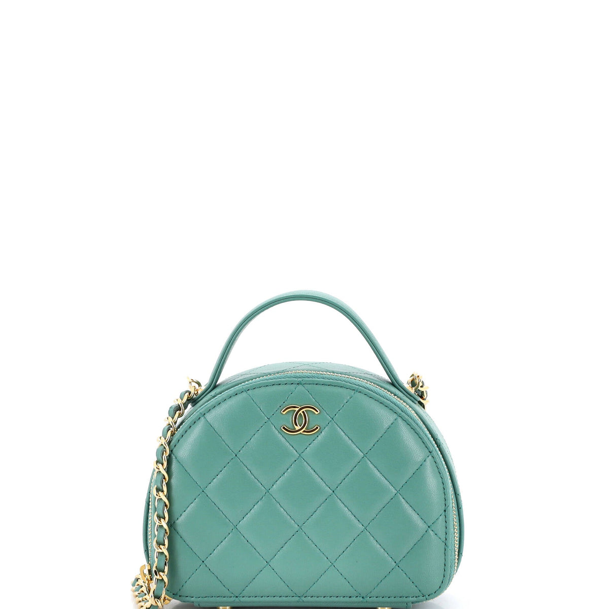 Chanel CHANEL Chic Riviera Vanity Case with Chain Quilted Lambskin