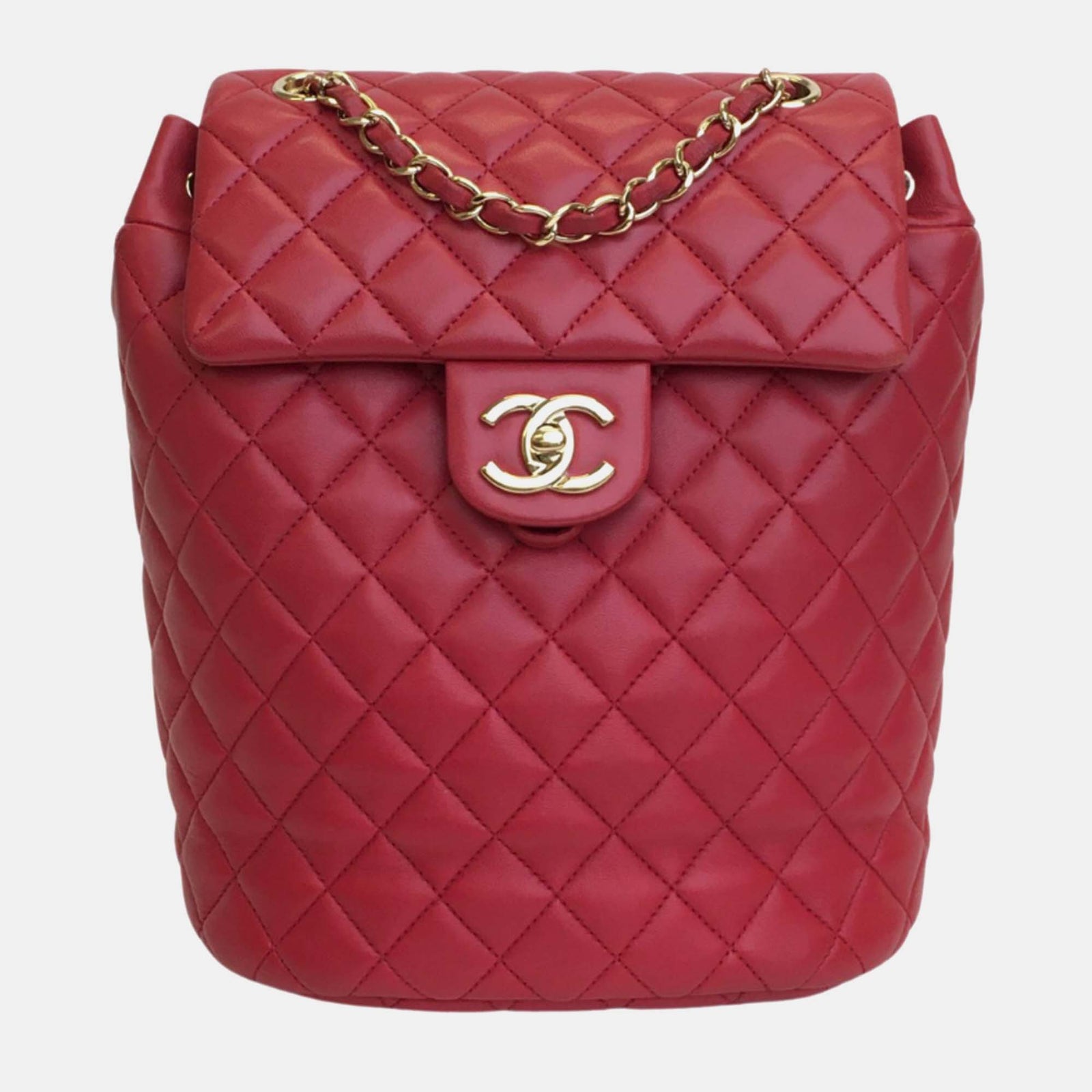 Chanel Red Leather Small Urban Spirit Backpacks