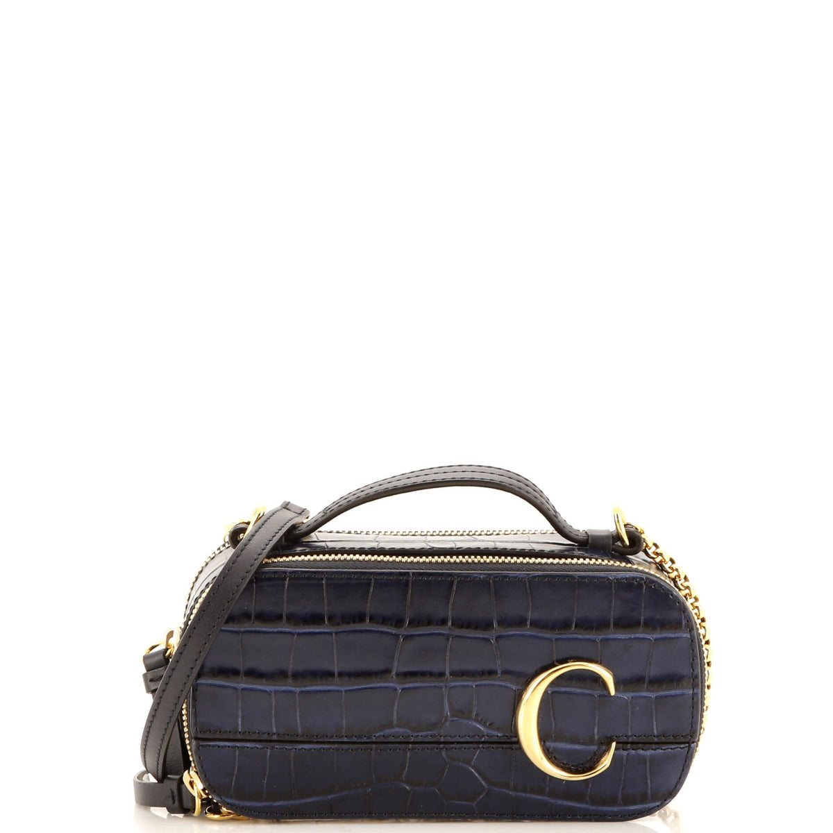 Chloe CHLOE C Vanity Bag Crocodile Embossed Leather Mini