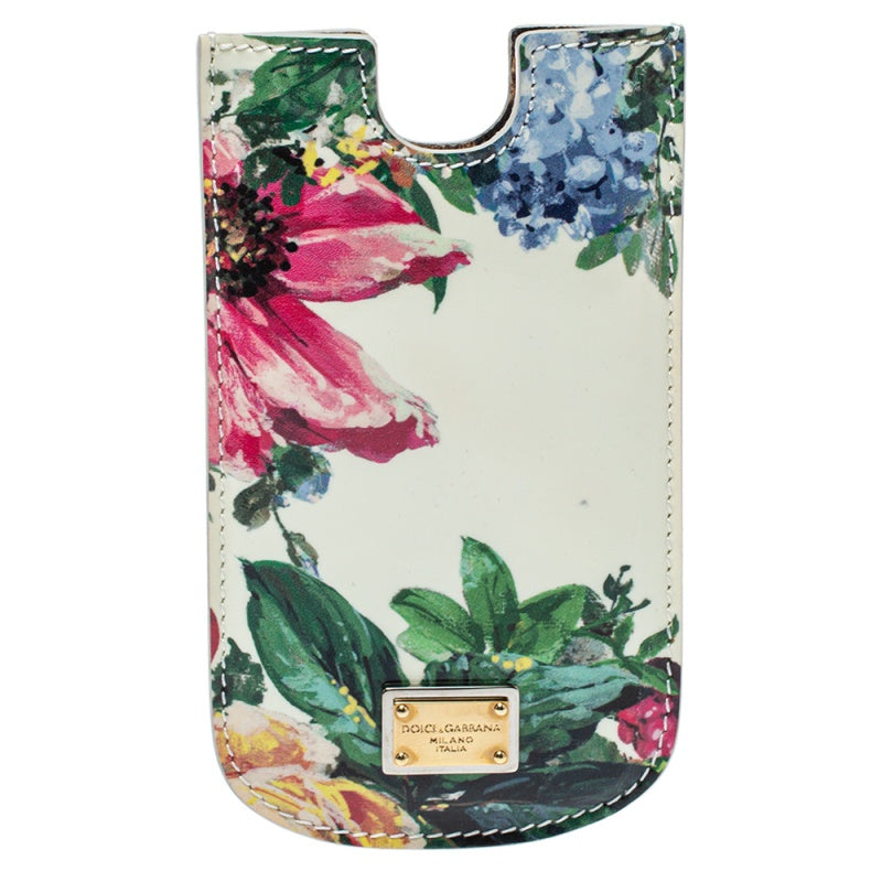 Dolce & Gabbana White Floral Print Patent Leather IPhone 5 Case