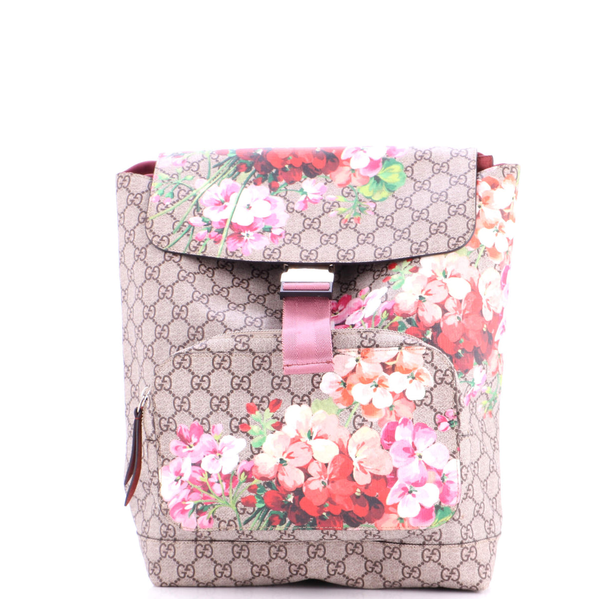 Gucci GUCCI Buckle Backpack Blooms Print GG Coated Canvas Small
