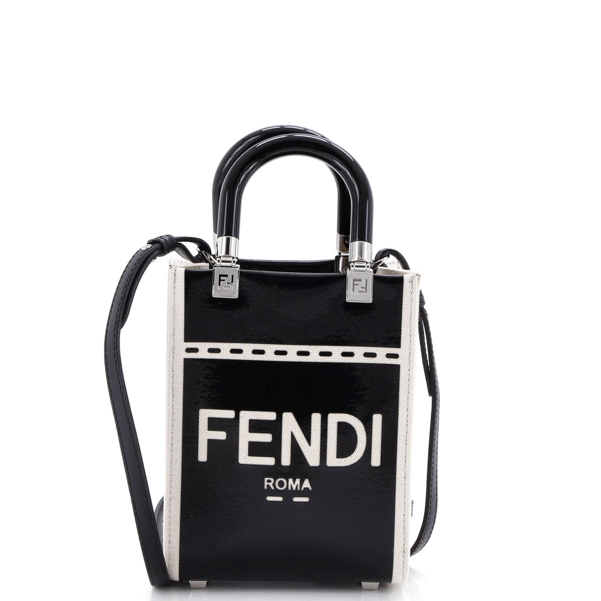 Fendi FENDI Sunshine Shopper Tote Patent and Canvas Mini