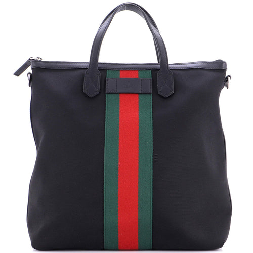 GUCCI Web Zip Tote Techno Canvas Medium