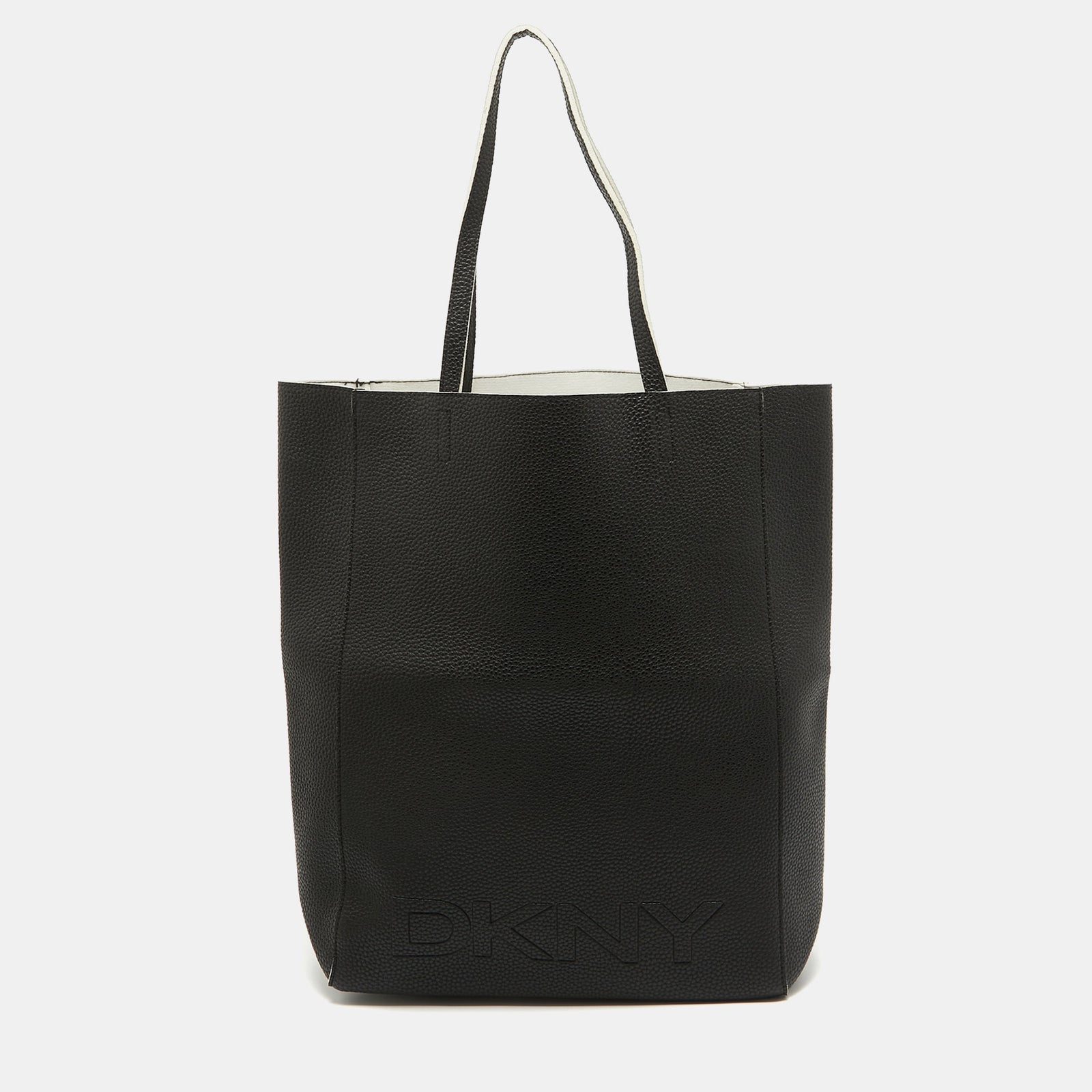 DKNY DKNY Black Leather Logo Embossed Shopper Tote