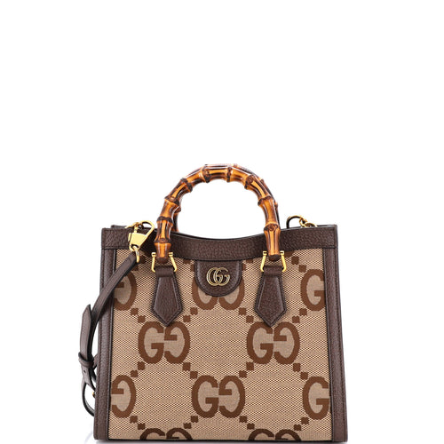 GUCCI Diana NM Bamboo Handle Tote Jumbo GG Canvas Small