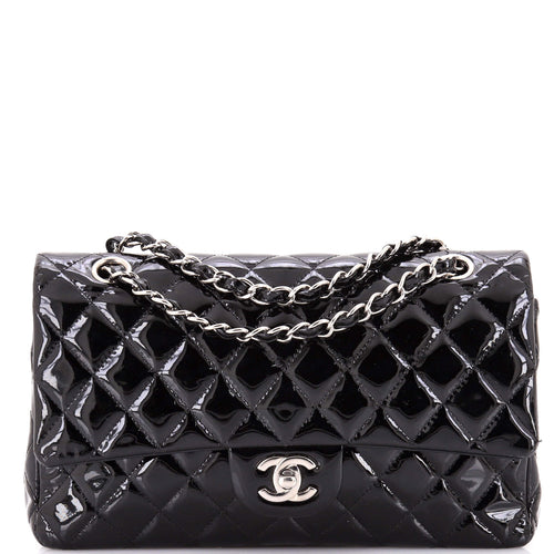 CHANEL Vintage Classic Double Flap Bag Quilted Patent Medium