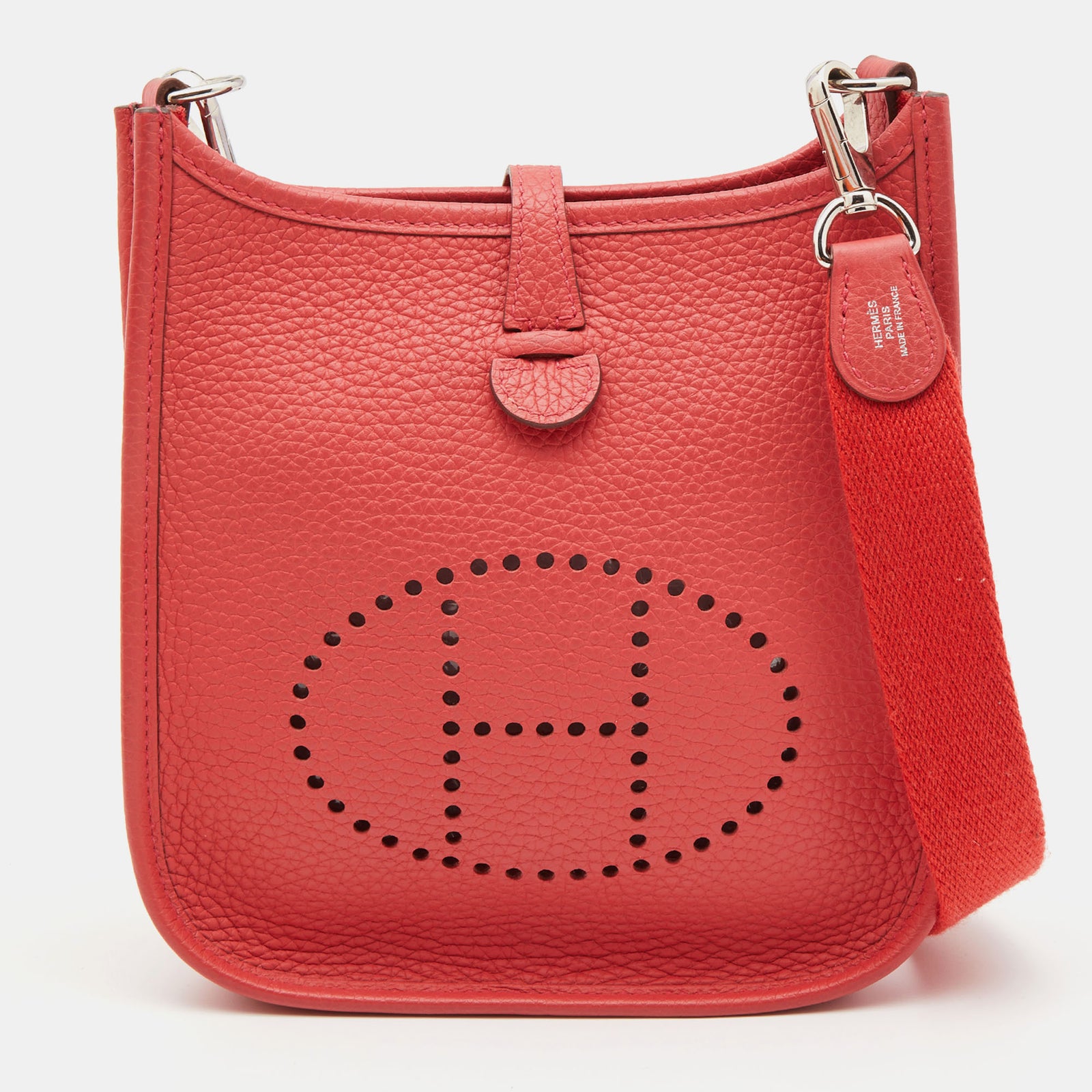 Herm?s Sac Evelyne TPM en Cuir Taurillon Clémence Rouge Pivoine