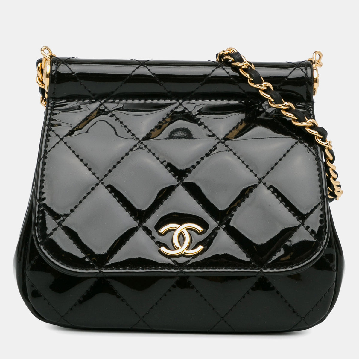 Chanel Patent Frame Clutch Flap with Chain