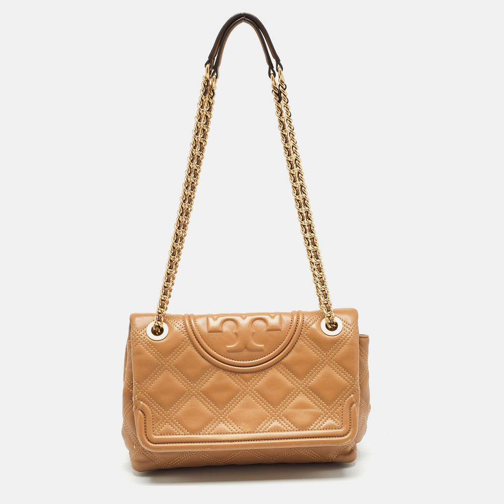 Brown Quilted Leather Fleming Shoulder Bag