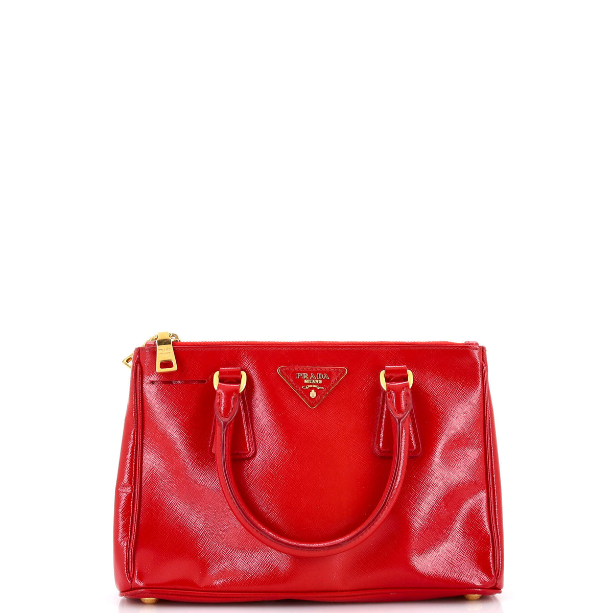 Prada PRADA Double Zip Lux Tote Vernice Saffiano Leather Mini