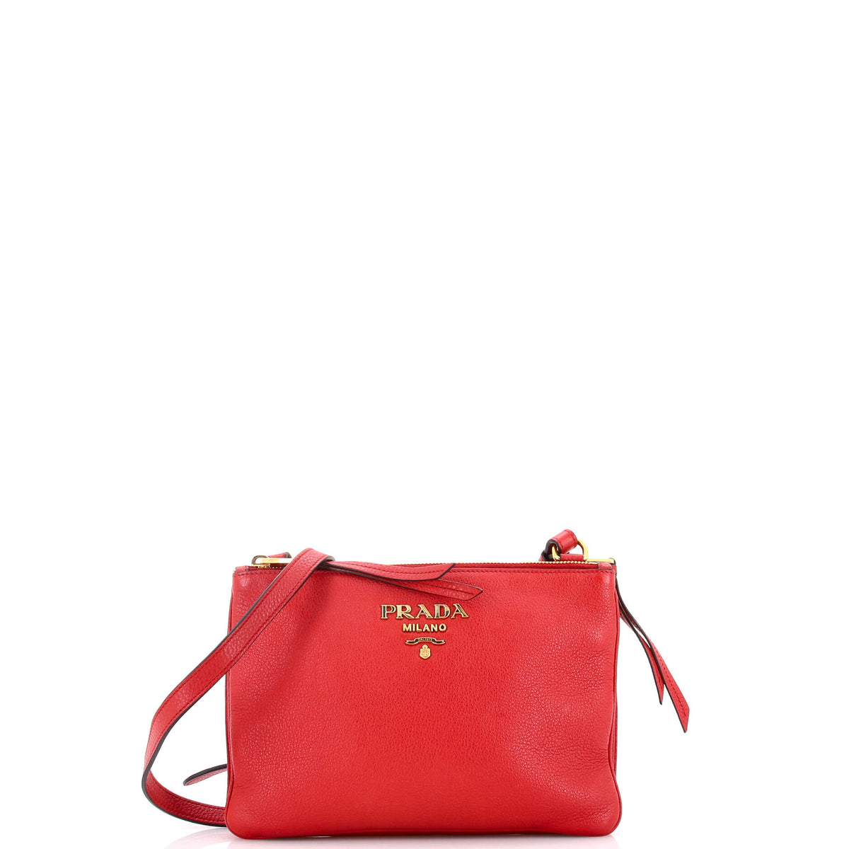 Prada PRADA Double Zip Crossbody Bag Vitello Daino Small