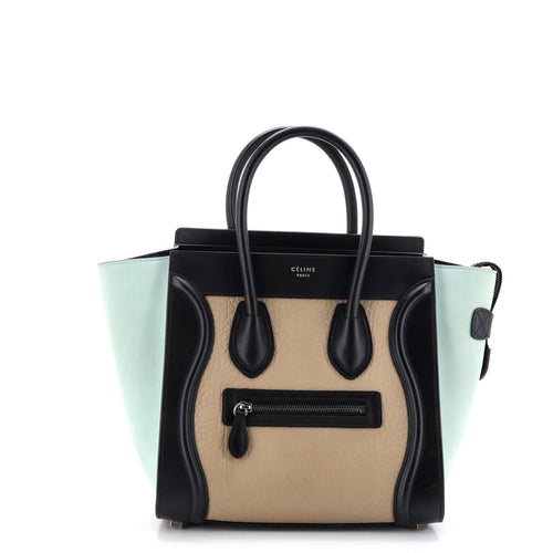 CELINE Tricolor Luggage Bag Leather Micro