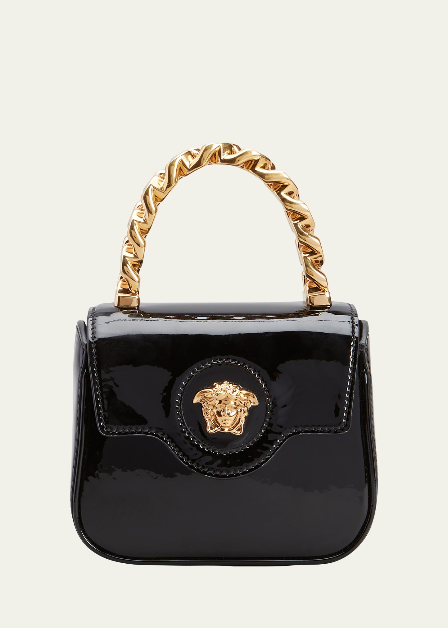 Versace Medusa Patent Chain Top-Handle Crossbody Bag