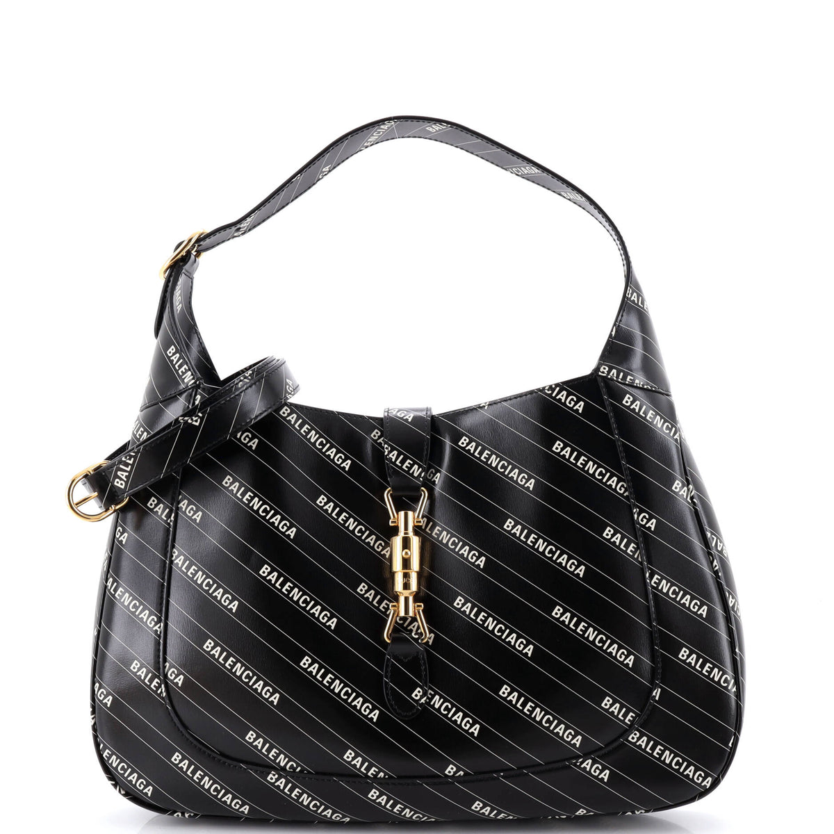 Gucci GUCCI x Balenciaga The Hacker Project Jackie 1961 Hobo Printed Leather Medium