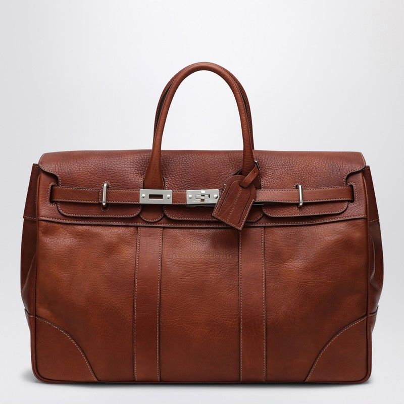 Brunello Cucinelli Men's Copper-Coloured Weekender Country Bag in Brown | MBZIBU071LE