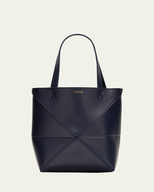 Puzzle Fold Mini Tote Bag in Shiny Leather