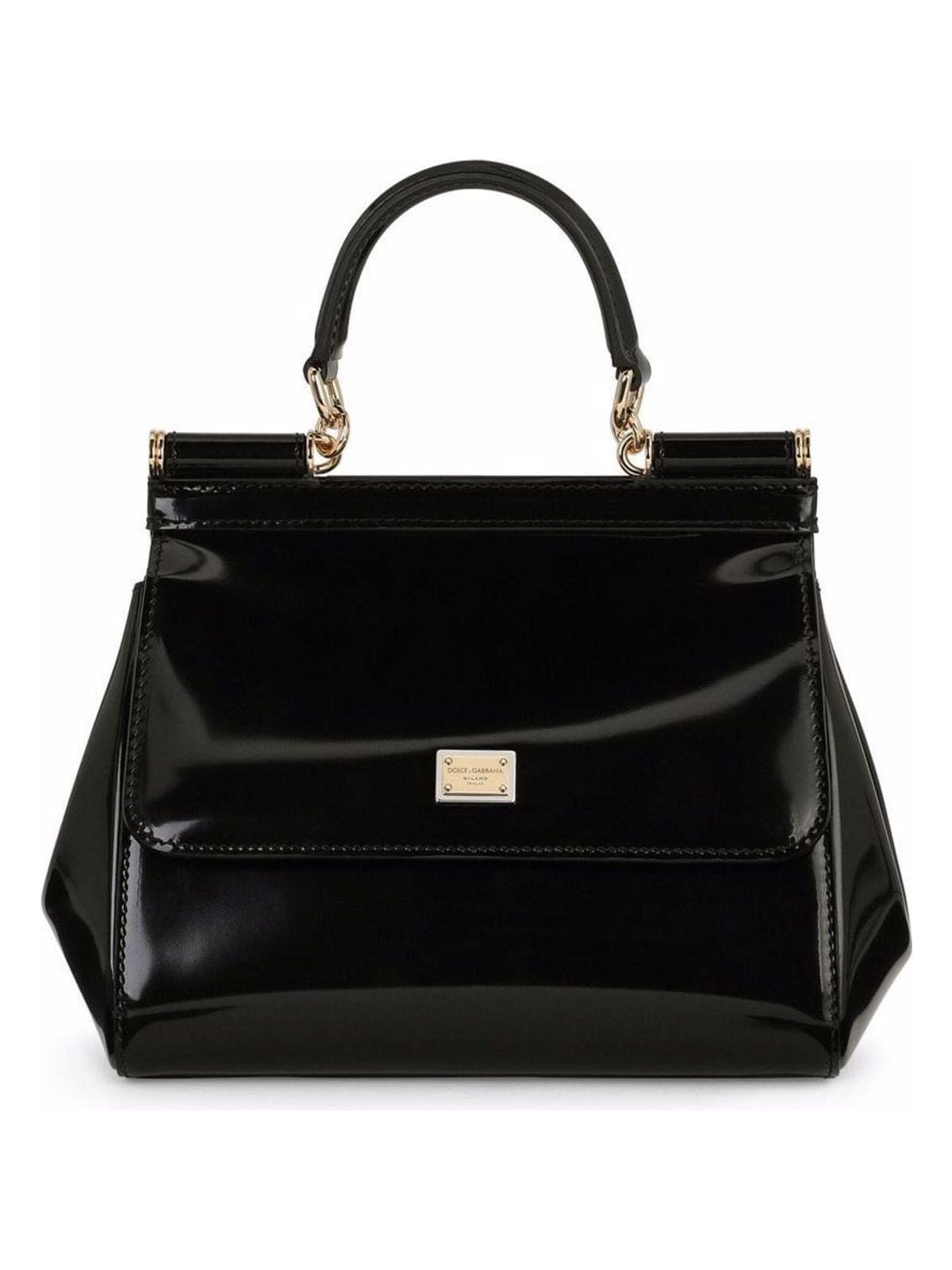 Dolce & Gabbana Women's Sicily Medium Shiny Bag in Black | Size UNI | BB6003A103780999
