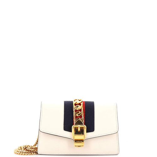 GUCCI Sylvie Chain Shoulder Bag Leather Super Mini