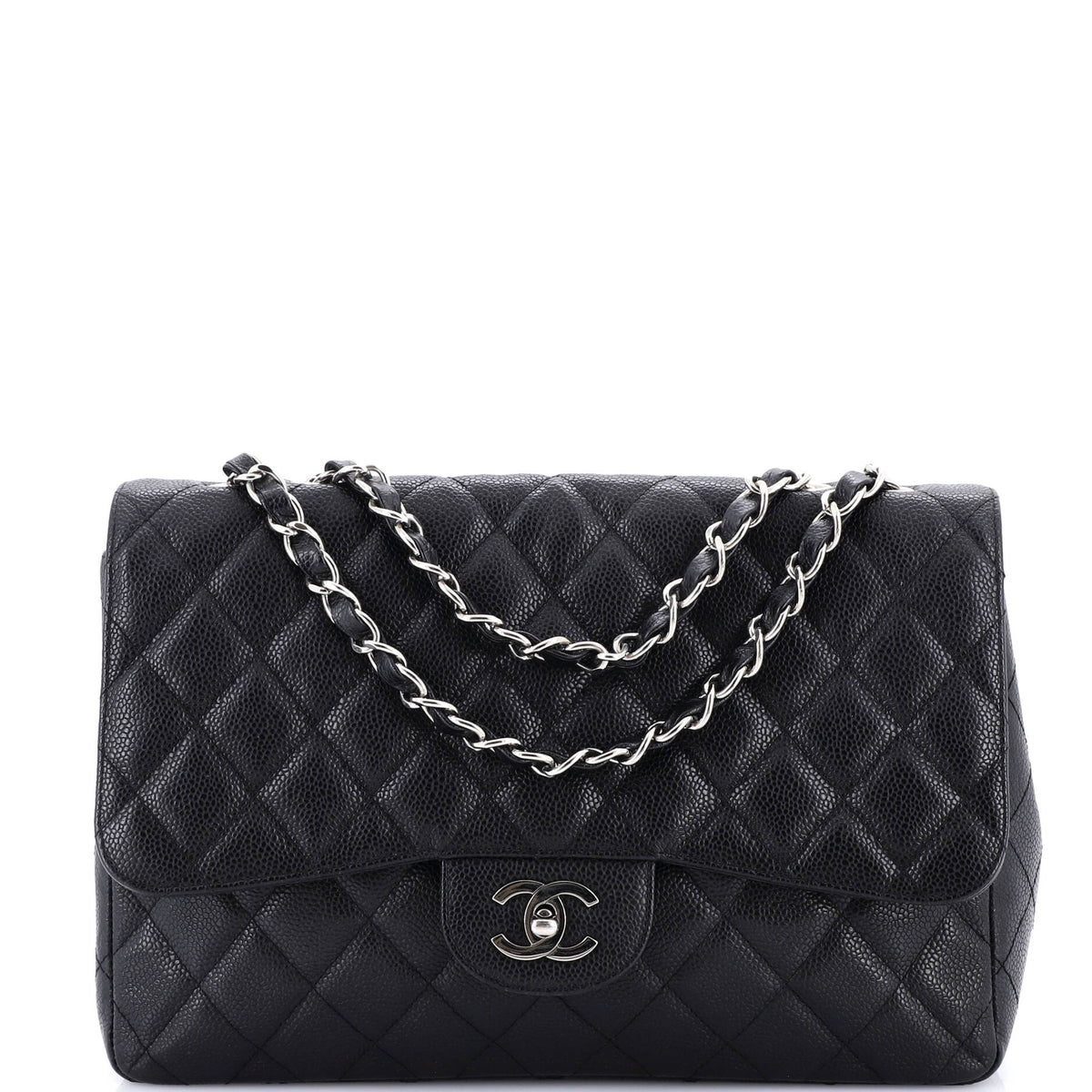 Chanel CHANEL Classic Single Flap Bag Quilted Caviar Jumbo
