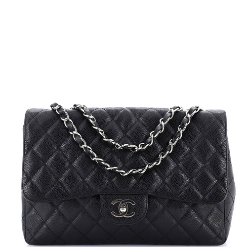 CHANEL Classic Single Flap Bag Quilted Caviar Jumbo