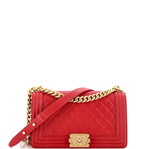 CHANEL Boy Flap Bag Quilted Caviar Old Medium
