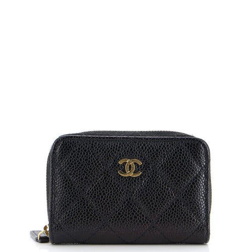 CHANEL CC Zip Coin Purse Quilted Caviar Small