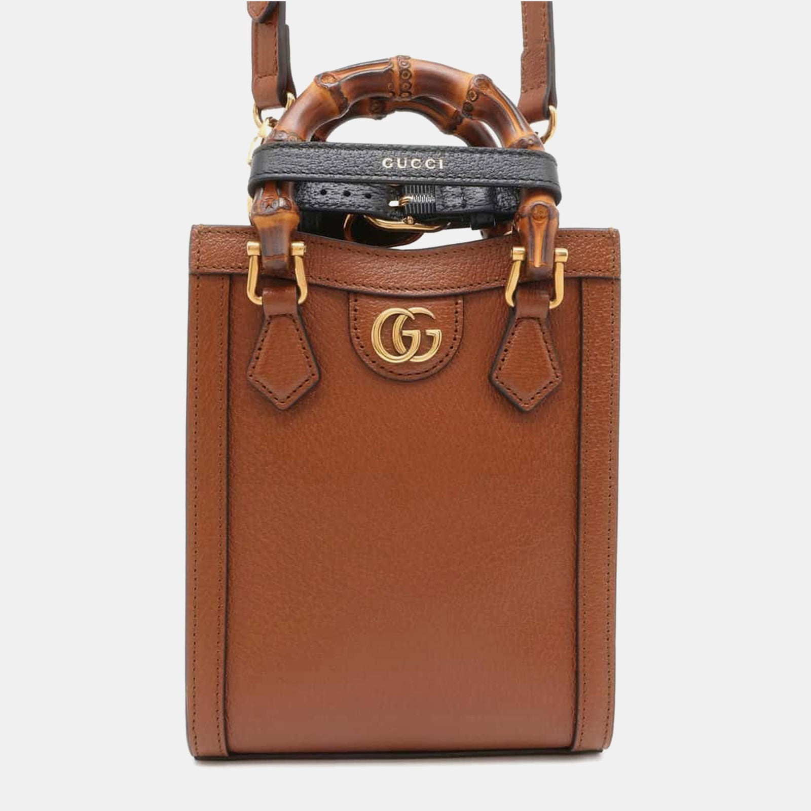 Gucci Braune Mini-Tragetasche Diana aus Bambusleder