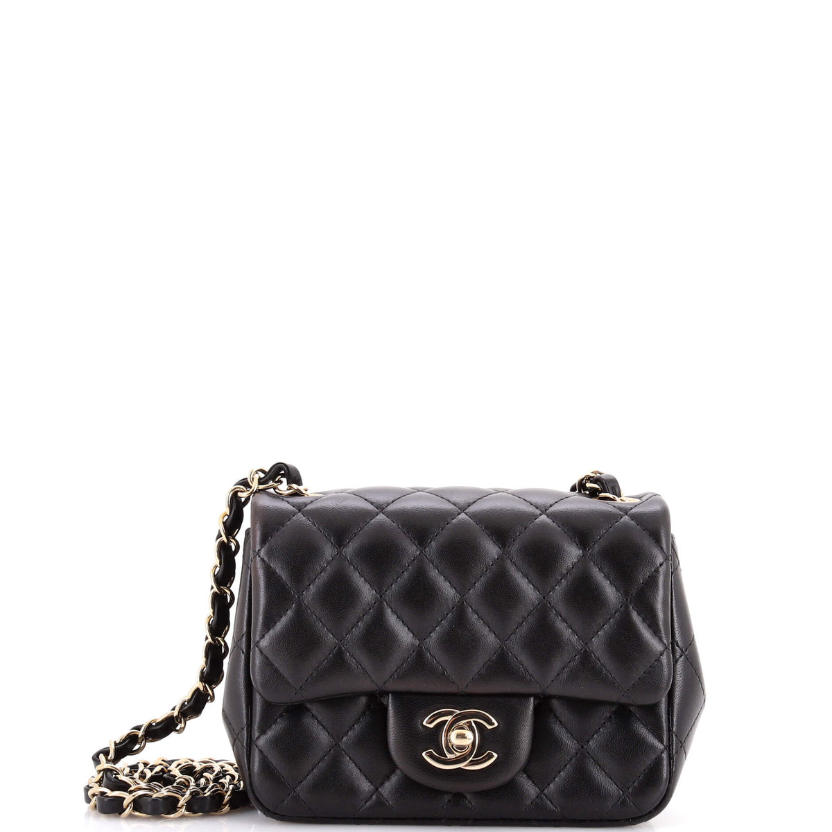 Chanel CHANEL Square Classic Single Flap Bag Quilted Lambskin Mini