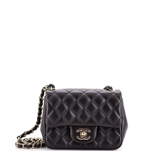 CHANEL Square Classic Single Flap Bag Quilted Lambskin Mini